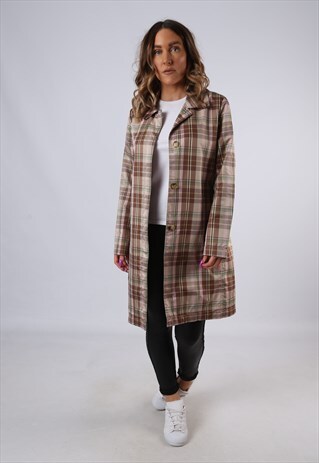 VINTAGE GAP RAIN MAC JACKET TARTAN CHECKED UK 10 SMALL (FA3R