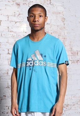 Vintage Adidas Big Print Logo T-Shirt Blue