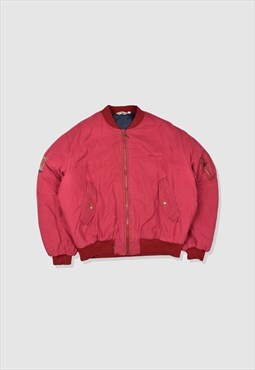 Vintage 90s Levi's Embroidered Padded Bomber Jacket in Red