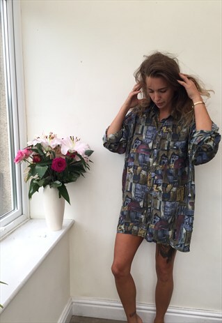CRAZY PATTERN OVERSIZED UNISEX RETRO VINTAGE FESTIVAL SHIRT
