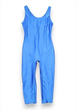 Electric blue '80s gymnast unitard jumpsuit