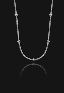 Interval Beaded Snake Chain Necklace Silver