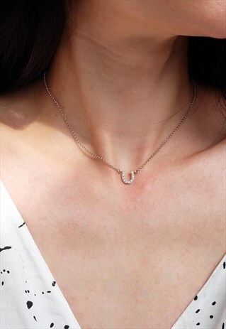 HORSESHOE LAYERED CHAIN NECKLACE WOMEN STERLING SILVER