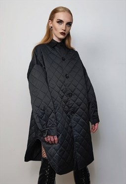 Oversize quilted bomber jacket thin Gothic catwalk coat