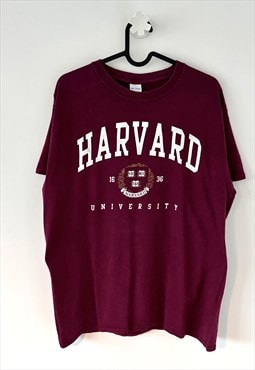 Harvard university burgundy college USA T-shirt medium 