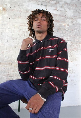 VINTAGE RALPH LAUREN POLO SPORT STRIPED LONG SLEEVED POLO