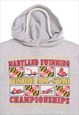 JERZEES 90'S HEAVYWEIGHT COTTON SWIMMING HOODIE SMALL GREY