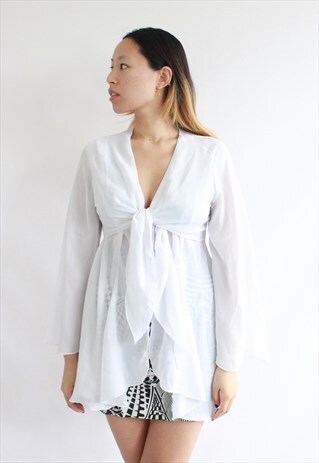VINTAGE WHITE FLOATY SHEER TOP