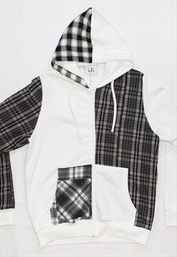 Black Checked Patchwork Hoodie