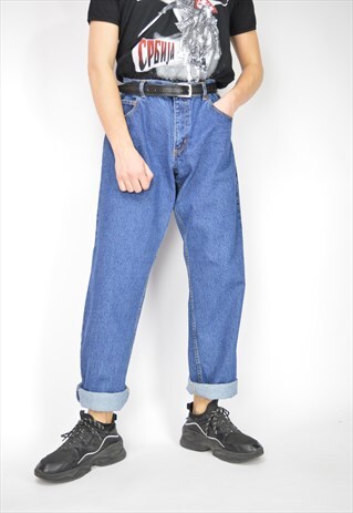 VINTAGE BLUE DENIM CLASSIC JEANS TROUSERS