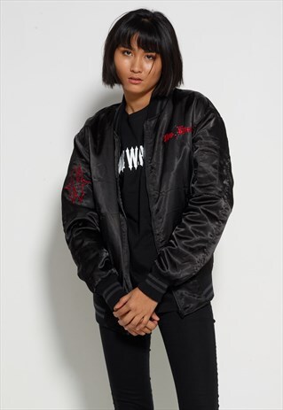 BLACK RED GOTHIC BOMBER JACKET - WOMENS