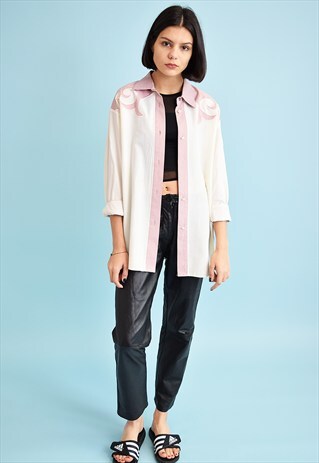 90'S RETRO NEUTRAL WESTERN OVERSIZED PASTEL SHIRT TOP