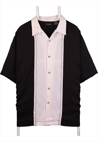 Vintage 90's George Shirt Short Sleeve Button Up Black Large