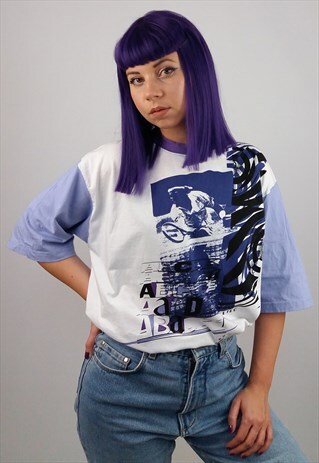 KILLTEC VINTAGE 80'S RETRO PRINT UNISEX T-SHIRT PURPLE WHIT