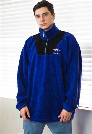 VINTAGE NAUTICA SWEATSHIRT 1/4 ZIP JUMPER LOGO XL 21.7