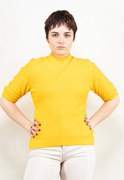 Vintage 70s Yellow Short Sleeve Sweater