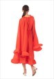 RUFFLE HEM AND SLEEVES OVERSIZED DRESS IN ORANGE