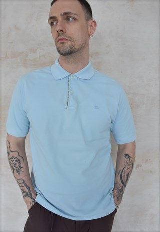 VINTAGE BURBERRY POLO TOP IN BLUE