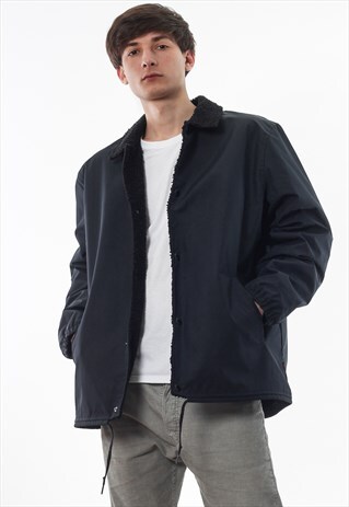 VINTAGE LEVIS SHERPA NYLON COACH COAT BLACK