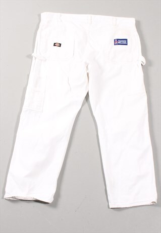 Vintage Dickies Denim Jeans in White Carpenter Trousers W40