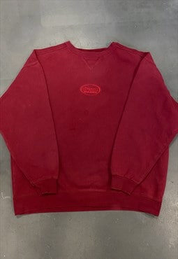 Reworked Vintage Sweatshirt In Burgundy Red with Oval Logo