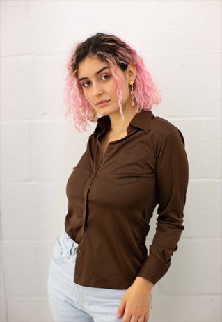 1970'S' VINTAGE BROWN BLOUSE