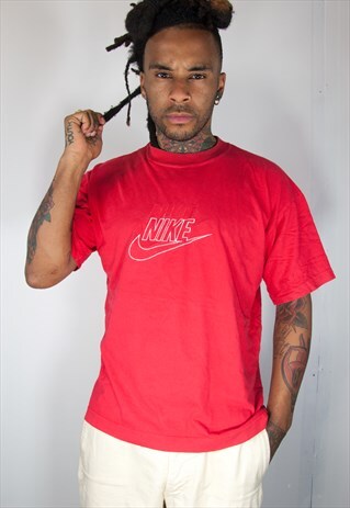 NIKE RED EMBROIDED T SHIRT