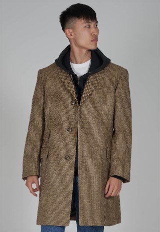 RARE VINTAGE 90S BURBERRY CHECK PRINT WOOL OVERCOAT