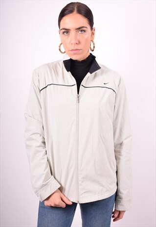 NIKE WOMENS VINTAGE TRACKSUIT TOP JACKET LARGE GREY 90'S