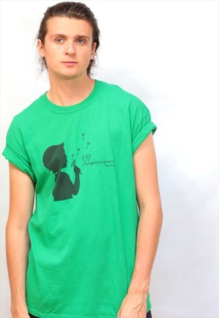 1990'S VINTAGE GREEN GRAPHIC EINSTEIN 'QUOTE' PRINT T-SHIRT