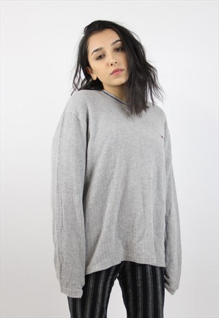 VINTAGE TOMMY HILFIGER GREY RIBBED SWEATSHIRT