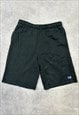 CHAMPION SHORTS BLACK SWEAT SHORTS WITH EMBROIDERED LOGO