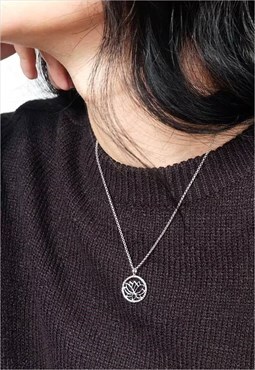 Lotus Chain Necklace Women Sterling Silver Necklace