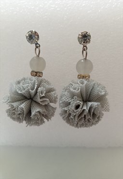 Cute grey pom pom earrings
