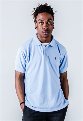 VINTAGE 90S POLO RALPH LAUREN POLO SHIRT BLUE