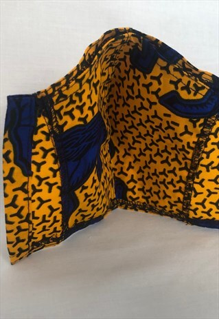 YELLOW AND BLUE HORSE FACE COVERING