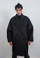 Oversize double breasted coat Gothic trench jacket in black