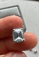 STERLING SILVER SILVER SQUARE CZ STUD EARRINGS FOR MEN