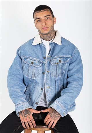 VINTAGE 80S ORIGINAL LEE SHEEPSKIN DENIM JACKET / 8516