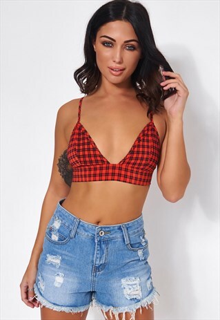 RED GINGHAM BRALET TOP