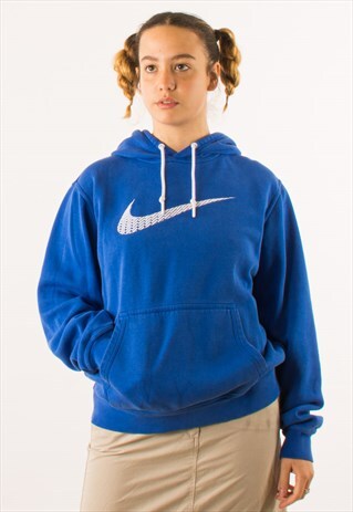 VINTAGE BLUE NIKE BIG SWOOSH HOODIE PULLOVER
