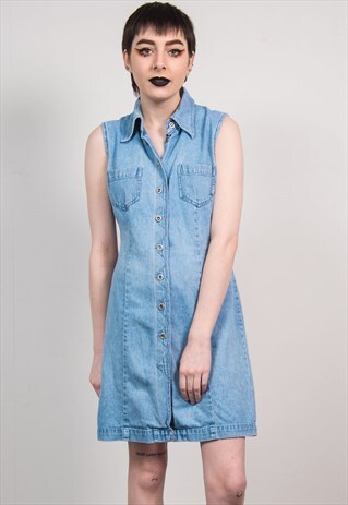 VINTAGE 90'S LIGHT BLUE DENIM MINI DRESS