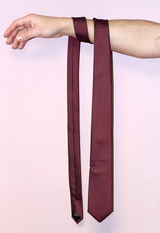 VINTAGE 90S NEXT FORMAL MAROON NECK TIE WITH POLKA DOT PRINT