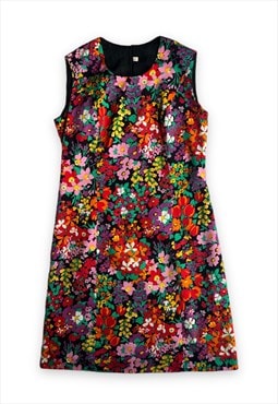 Vintage 60s sun dress floral pattern bright multicoloured