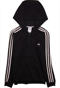 Vintage 90's Adidas Hoodie Striped Sleeves Full Zip Up Black