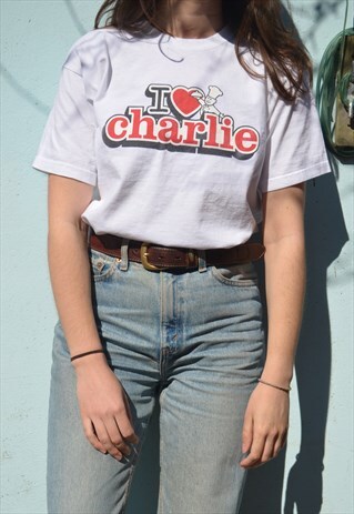 90S VINTAGE I LOVE CHARLIE PRINTED T SHIRT