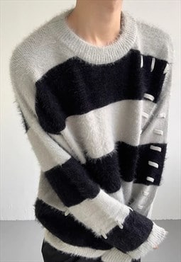 Men's Contrast mohair sweater A VOL.2