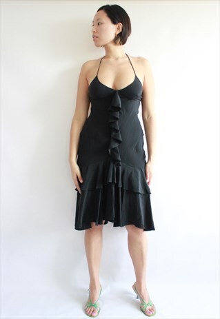 VINTAGE BLACK RUFFLES DRESS