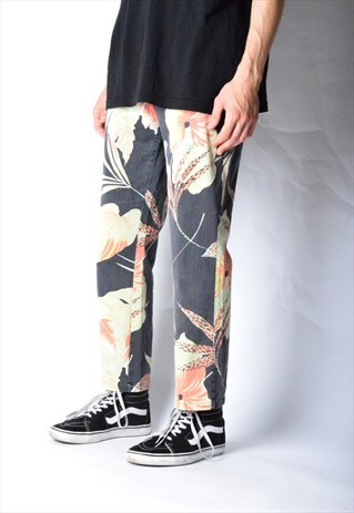 VINTAGE 90S UNISEX FADED FLOWER PRINT PANTS