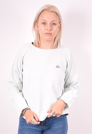ADIDAS WOMENS VINTAGE SWEATSHIRT JUMPER MEDIUM BLUE 90S